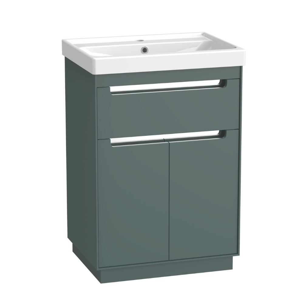 Cut out image of the Tavistock Acumen 600mm Viridian Green Freestanding Vanity Unit & Basin
